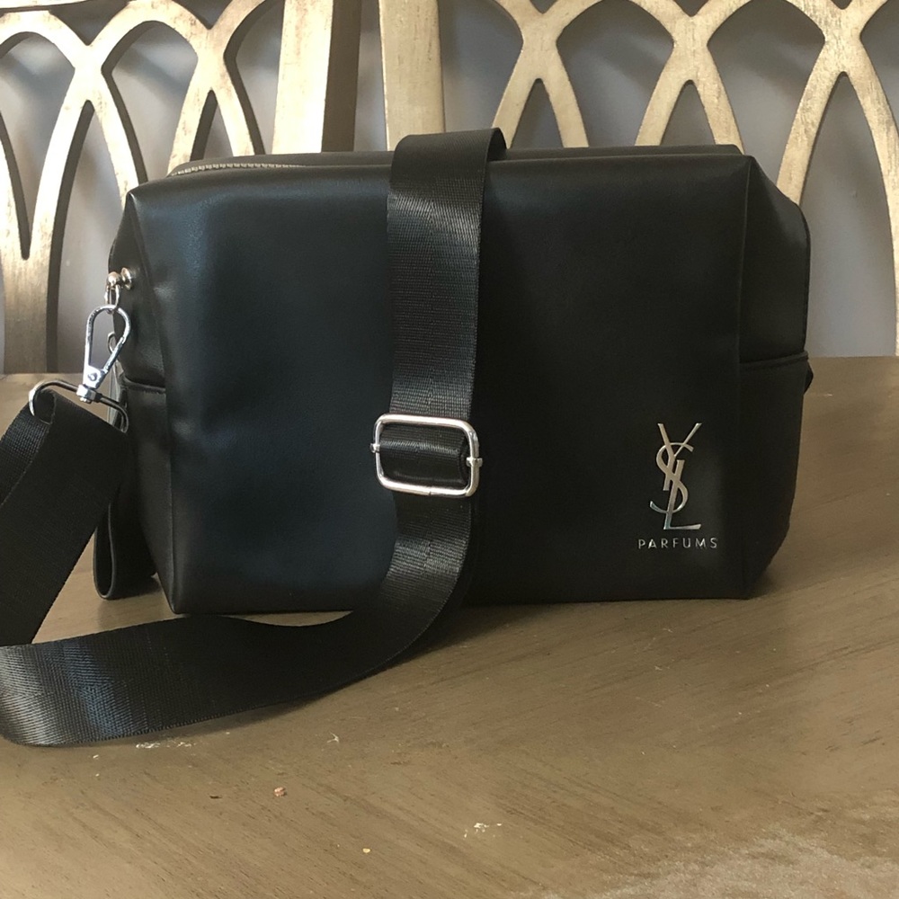 - Yves Saint Laurent YSL Black zip close Toiletries Bag  in to crossbody b… - Picture 7 of 12